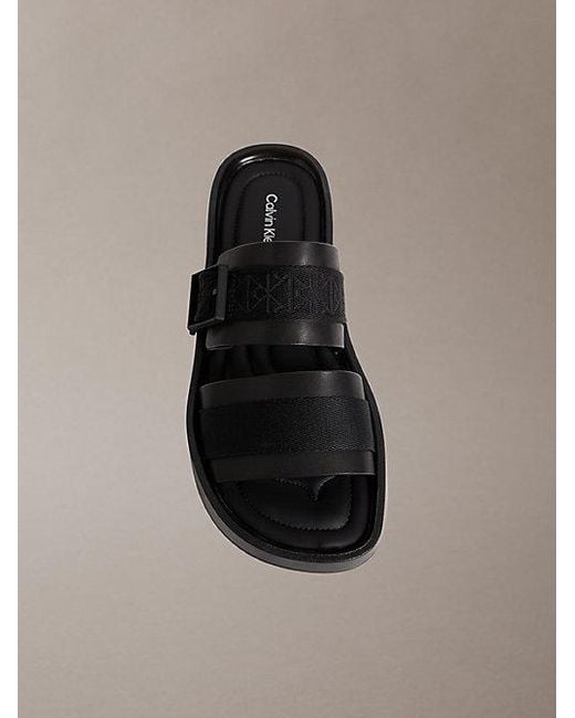 Calvin Klein Multicolor Ck Milo Leather Logo Jacquard Sandals for men