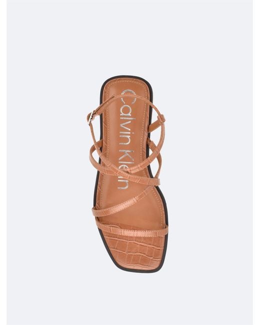 Er deprimeret Ingen under Calvin Klein Millia Casual Square Toe Flats Sandals in Brown | Lyst
