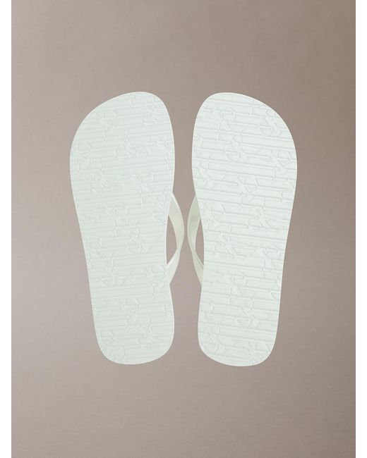 Calvin Klein White Pearlised Platform Flip Flops