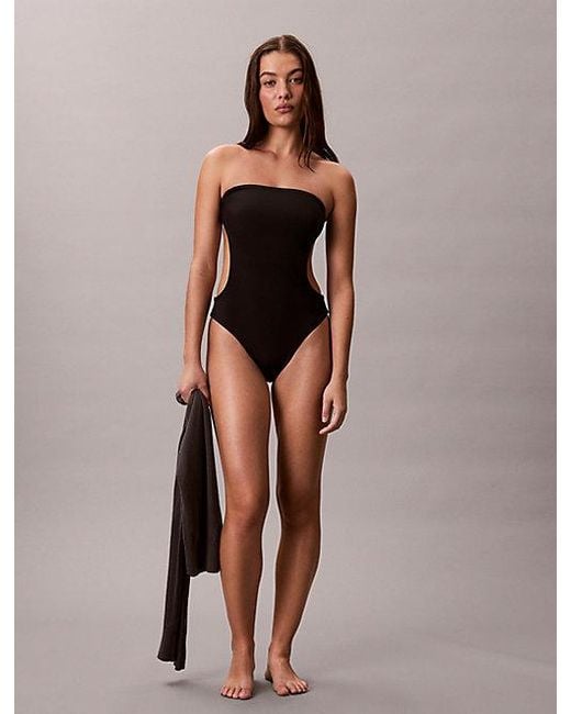Calvin Klein Black Cut Out Swimsuit Intense Power