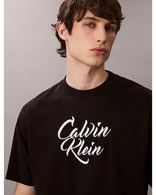 Calvin Klein Relaxed T-Shirt Met Grafisch Scriptlogo in het Blue voor heren