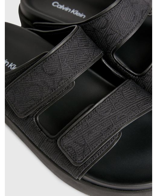Calvin Klein Black Logo Jacquard Sandals