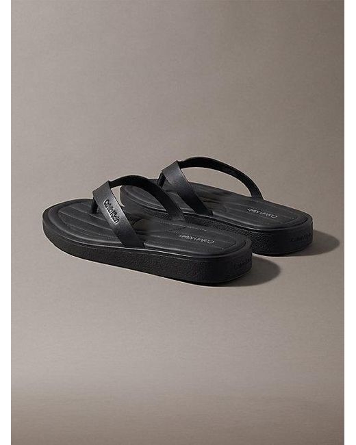 Calvin Klein Brown Alonso Leather Thong Sandals for men
