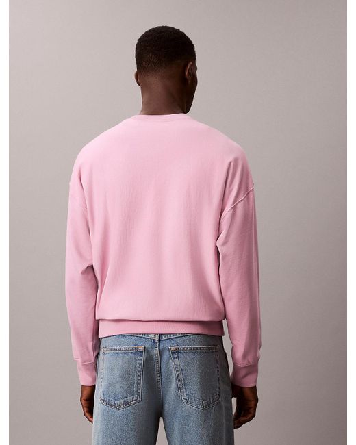 Calvin Klein Pink Relaxed Monogram Sweatshirt for men