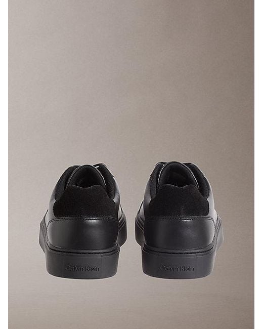 Calvin Klein Gray Jeans Ck Baseline Leather Signature Trainers for men