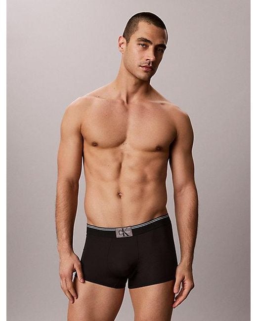 Calvin Klein Black Low Rise Trunks Graphic Monogram Micro for men