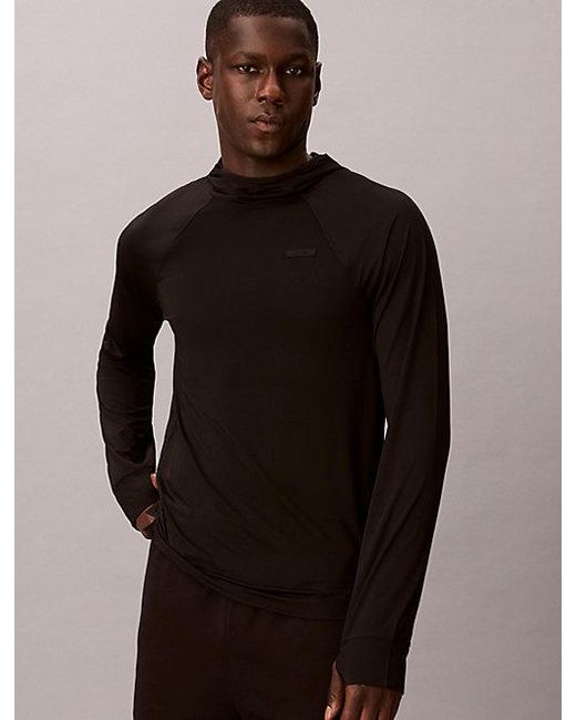 Calvin Klein Black Sport Quick Dry Thumbhole Travel T-Shirt Hoodie for men