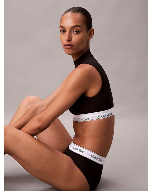 Calvin Klein Black Lightly Lined Mockneck Bralette
