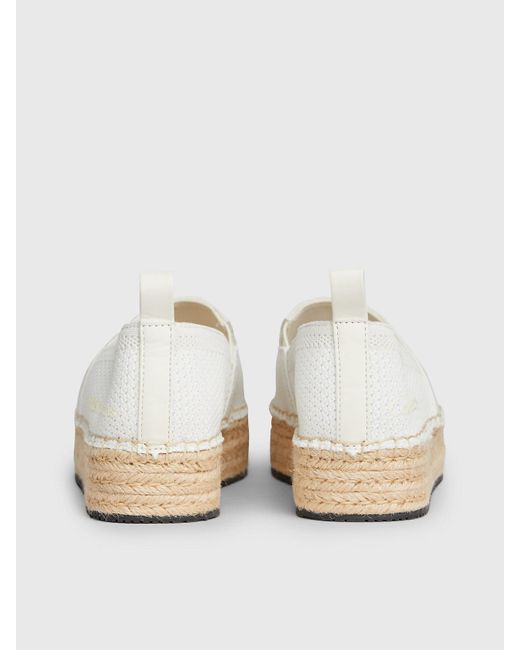 Calvin Klein White Knit Platform Espadrilles