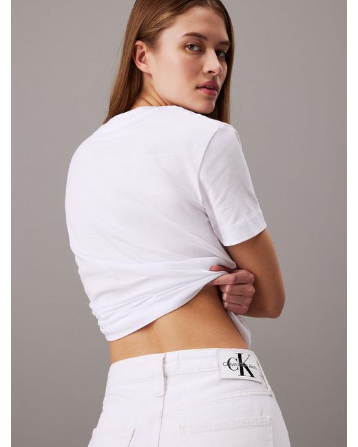 Short en jean droit 90's Calvin Klein en coloris White
