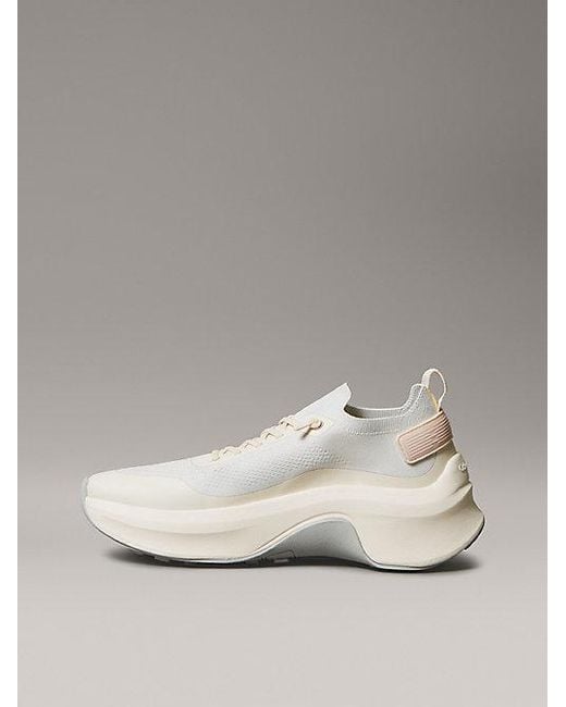 Calvin Klein White Mesh Chunky Runner Sock Trainers
