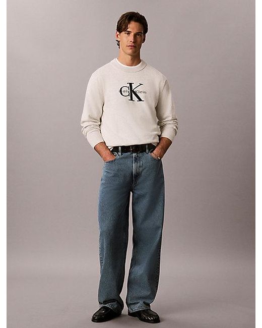 Calvin Klein Natural Jeans Relaxed Cotton Monologo Graphic Jumper for men