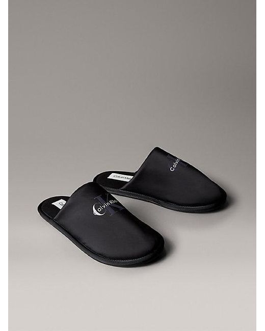 Calvin Klein Gray Signature Logo Hotel Slippers for men
