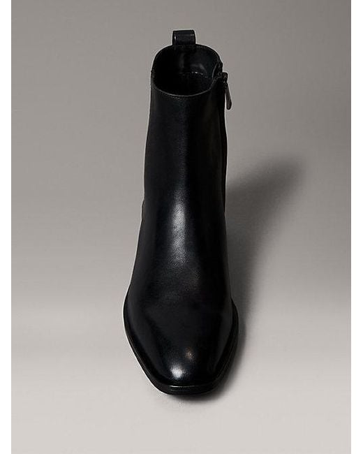 Calvin Klein Black Leather Zip Ankle Boots for men