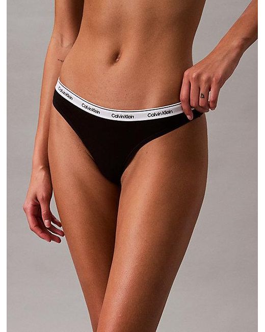 Calvin Klein Black Thong Icon Logo