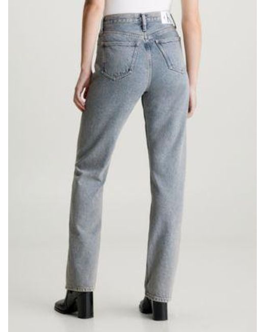 Calvin Klein High Rise Straight Jeans in het Blue