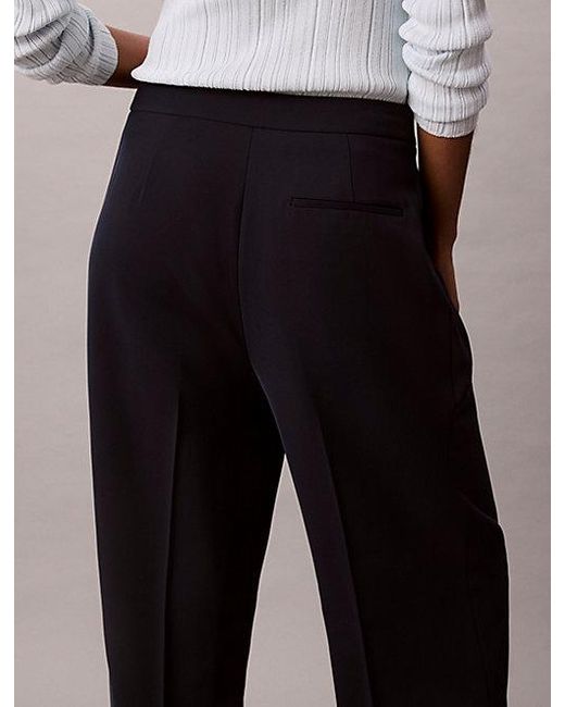Calvin Klein White Soft Crepe Pleated Trousers