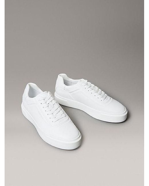 Calvin Klein White Jeans Leather Signature Trainers for men