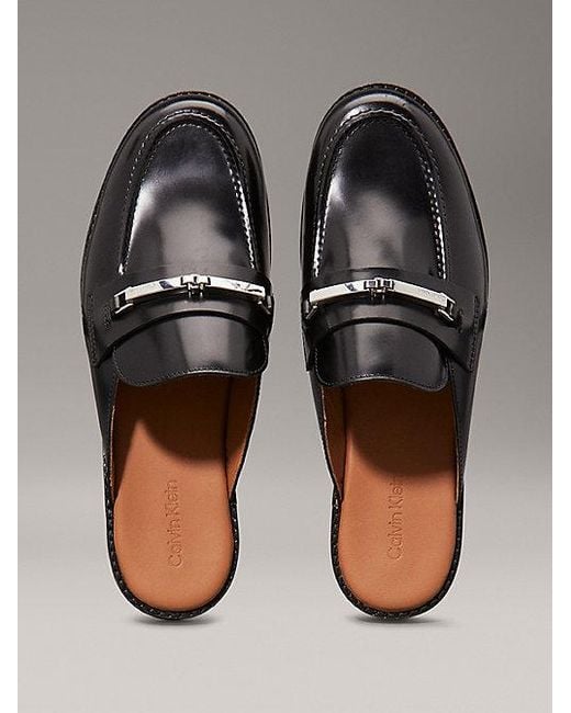 Calvin Klein Gray Leder-Mules