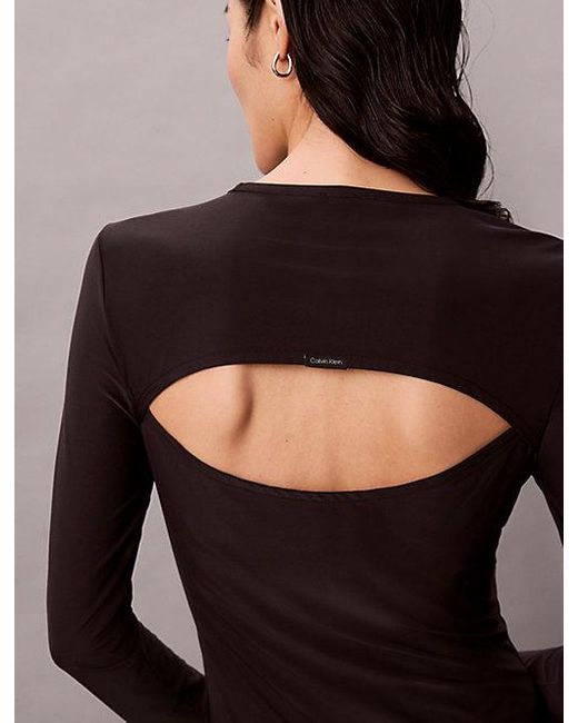 Calvin Klein Crêpe Jersey Midi-Jurk Met Uitsnijding in het Black