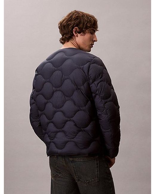 Calvin Klein Blue Jeans Nylon Quilted Bomber Jacket for men