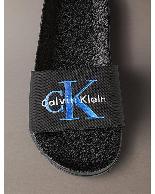Calvin Klein Gray Canvas Contoured Logo Sliders for men