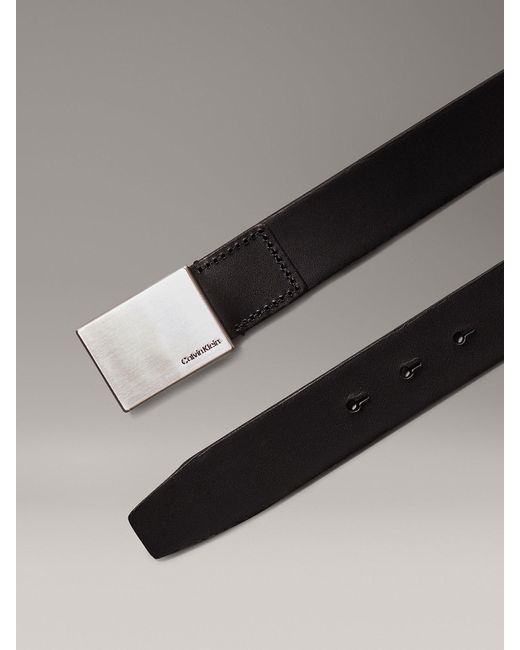 Leather Formal Plaque Belt Black di Calvin Klein in Multicolor da Uomo