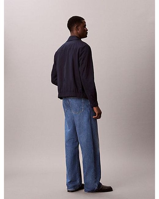 Calvin Klein Blue Matte Twill Zip Up Blouson Jacket for men