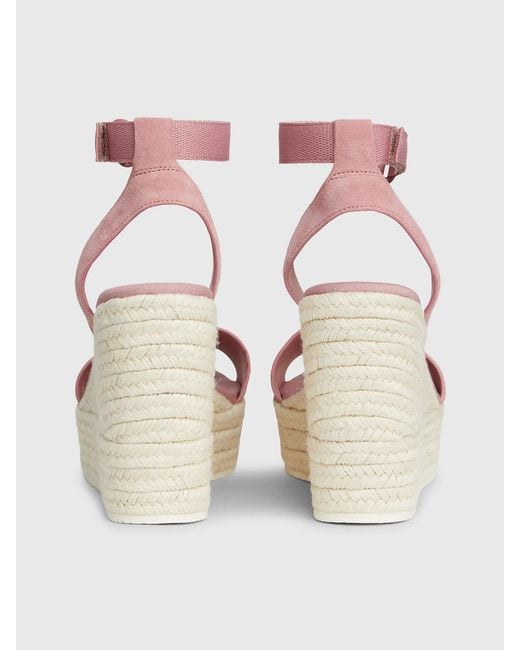 Calvin Klein Pink Suede Espadrille Wedge Sandals