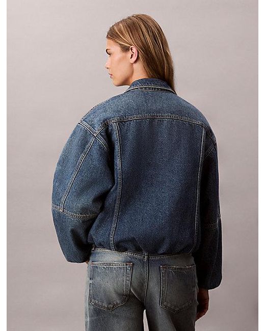 Calvin Klein Relaxed Denim Bubble Jack in het Blue