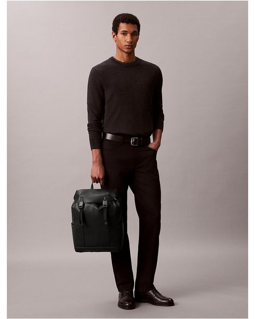 Calvin Klein Black Emblem Logo Flap Backpack for men