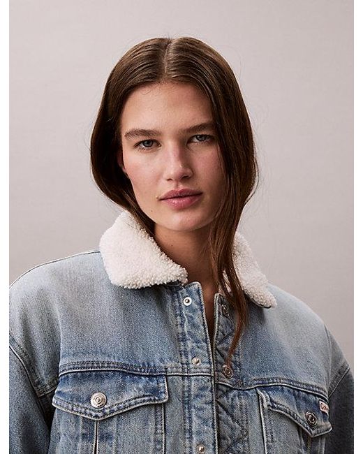 Calvin Klein Blue Jeans Sherpa Denim Jacket