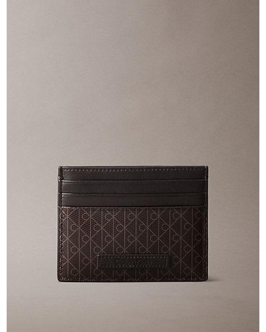 Calvin Klein Gray Allover Monogram Logo Card Holder for men