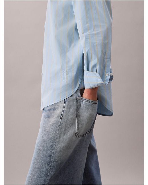 Calvin Klein Blue Striped Button-Up Shirt