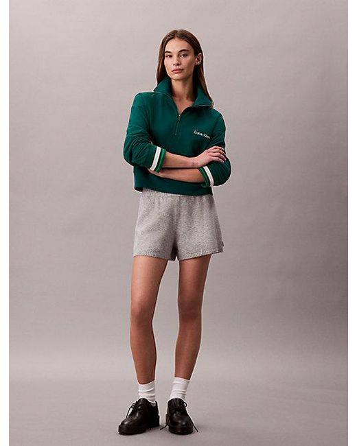 Calvin Klein Green Sport French Terry 1 4 Zip Sweatshirt