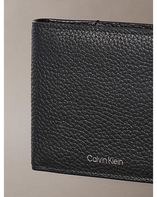 Calvin Klein Gray Full Grain Leather Rfid Trifold Wallet for men