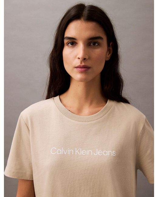 T-Shirt Con Logo di Calvin Klein in Brown