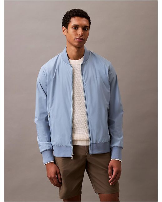 Calvin Klein Blue Matte Bomber Jacket for men