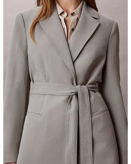 Calvin Klein Brown Casual Twill Belted Blazer