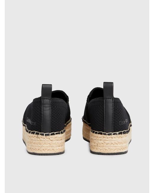 Calvin Klein Black Knit Platform Espadrilles