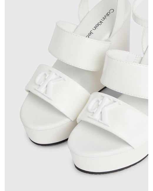 Calvin Klein White Platform Wedge Sandals