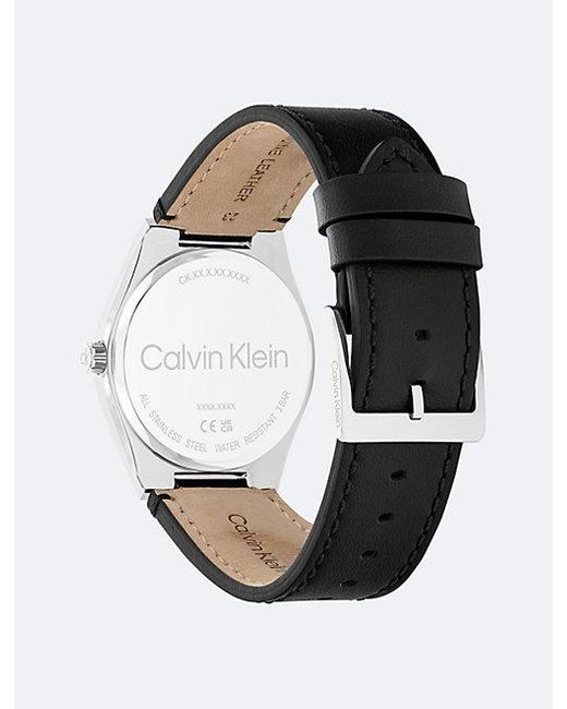 Calvin Klein White Leather Strap Multifunction Watch for men