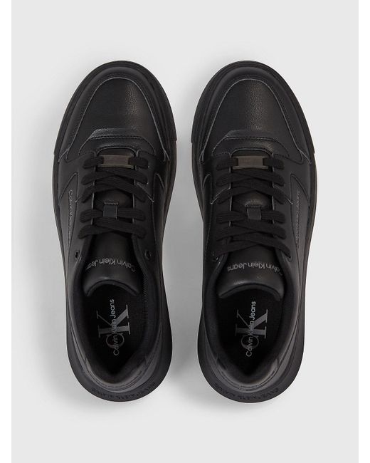 Calvin Klein Black Faux Leather Trainers for men