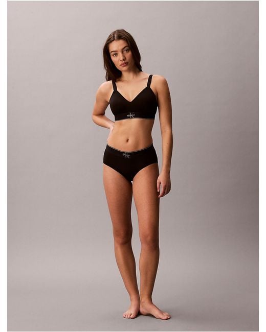 Calvin Klein Black Graphic Monogram Microfiber Stretch Lightly Lined Bralette
