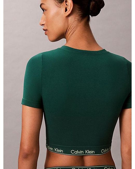 Calvin Klein Shapewear Top Met Korte Mouwen in het Green