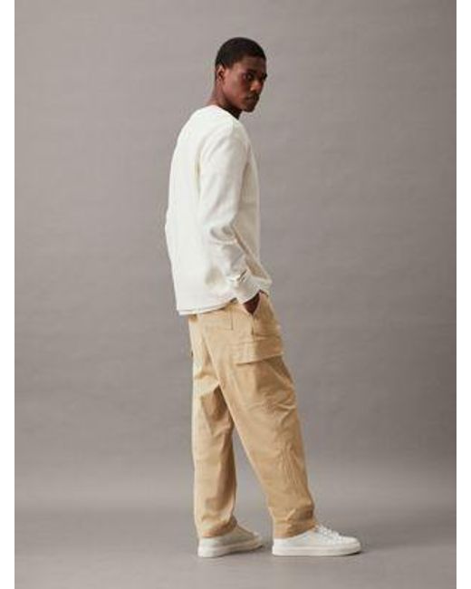Shorts cargo de sarga de algodón Calvin Klein de hombre de color Natural