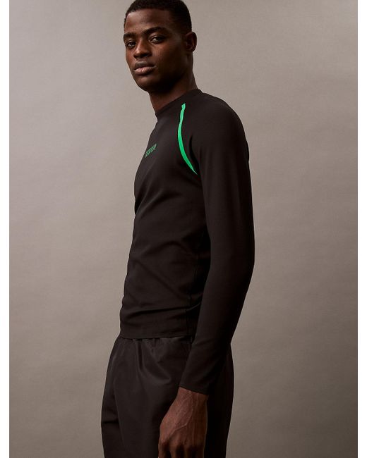 Calvin Klein Black Long Sleeve Rash Guard for men