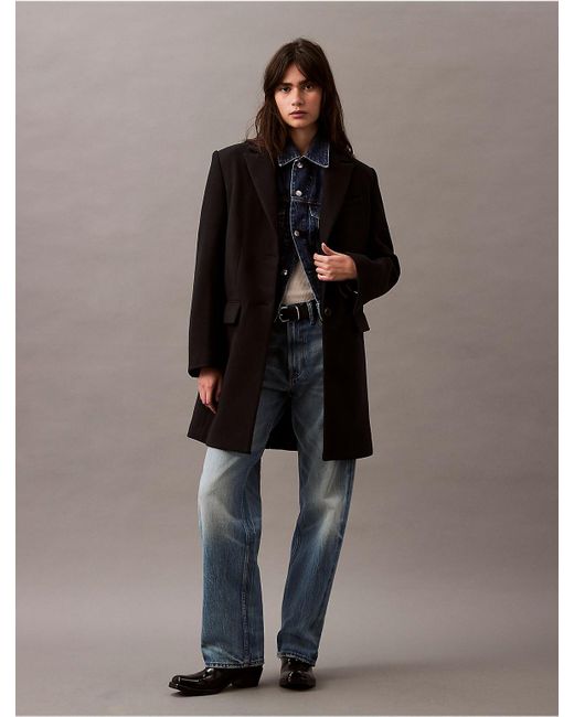 Calvin Klein Brown Tailored Single Breasted Coat
