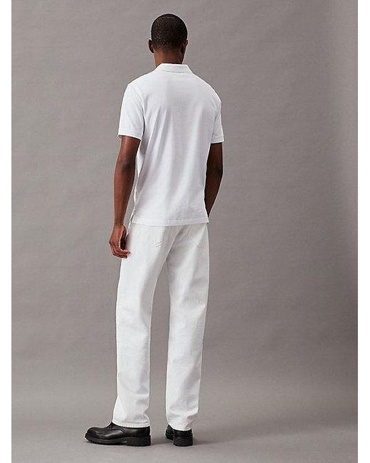 Calvin Klein White Slim Stretch Pique Polo Shirt for men