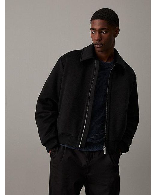 Calvin Klein Bomberjack Van Wolmix in het Black voor heren